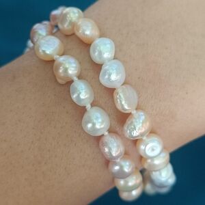 Freshwater Pearl Beaded Bracelet - White Pearl Double Strand